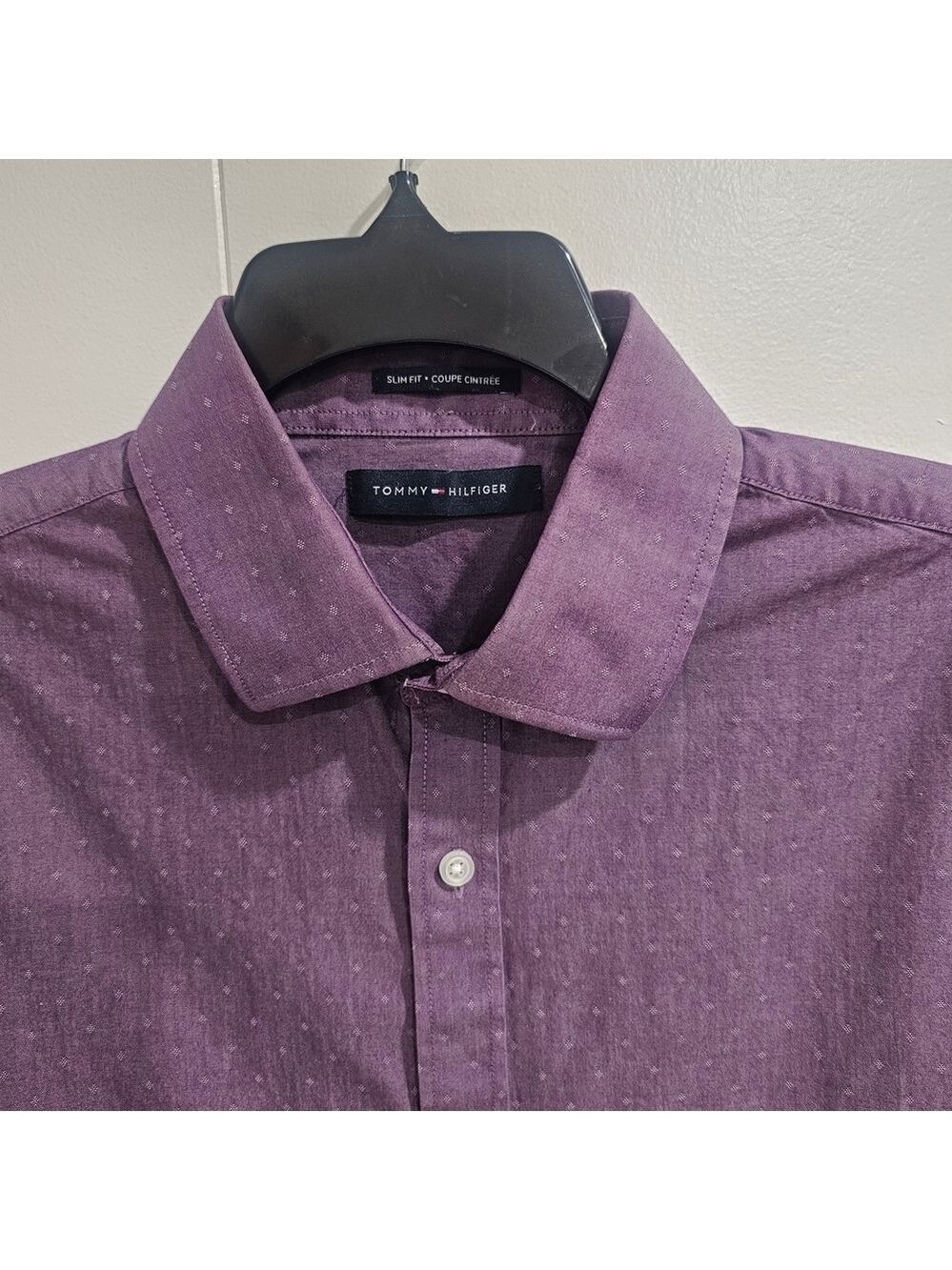 Tommy Hilfiger Slim Fit Dress Shirt | Soft Plum | Like New Sz 16 Neck Arm 24 - Picture 4 of 10
